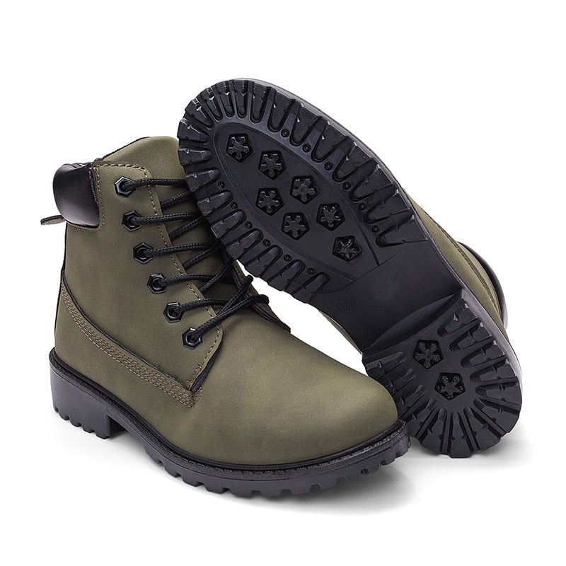 Single boots female PU boots female flat bottom large size pink Martin boots female short boots