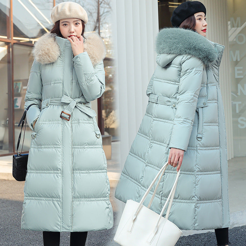 Over-the-knee Down Cotton Jacket Thickened Cotton-padded Coat