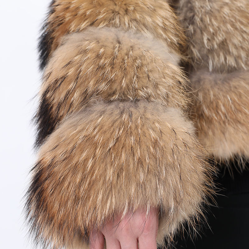 Fur Coat Raccoon Dog Fur Splicing