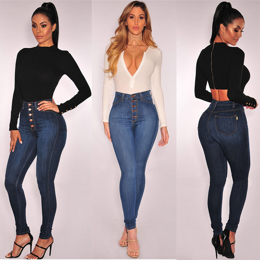 Autumn high selling ladies jeans waist sexy female skinny jean