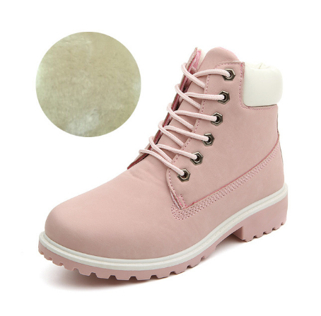 Single boots female PU boots female flat bottom large size pink Martin boots female short boots