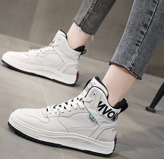 High-top white shoes women's new casual platform shoes