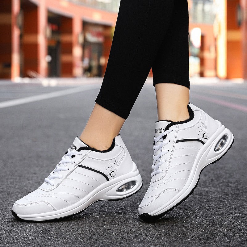 Sports Shoes Women's Leather Running Thick Bottom Breathable