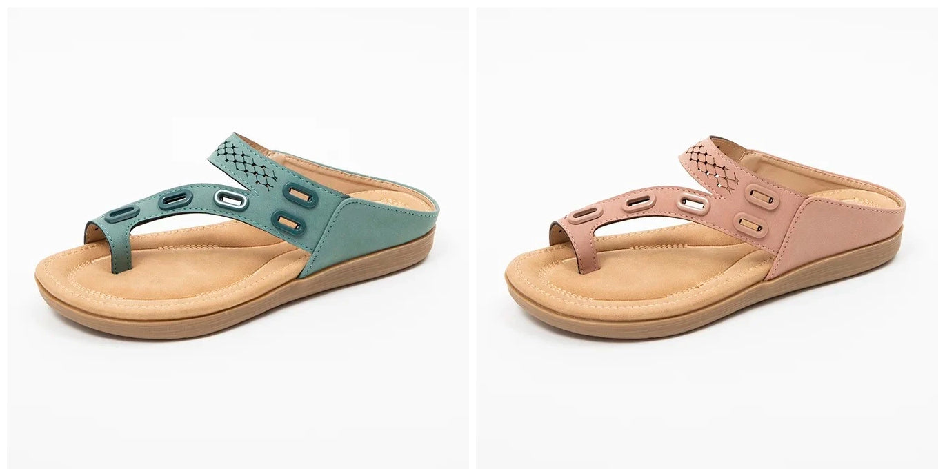 Leather and metal stitching flat casual women's shoes