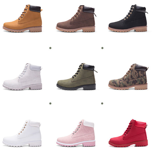 Single boots female PU boots female flat bottom large size pink Martin boots female short boots