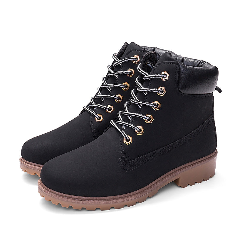 Single boots female PU boots female flat bottom large size pink Martin boots female short boots