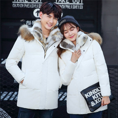 2021 new down jacket men's long section Korean youth lovers men's winter large size coat thickening