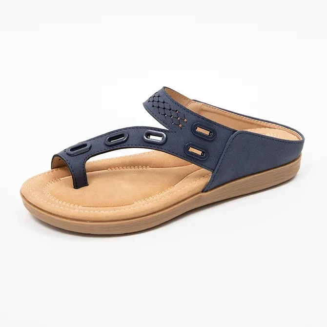 Leather and metal stitching flat casual women's shoes
