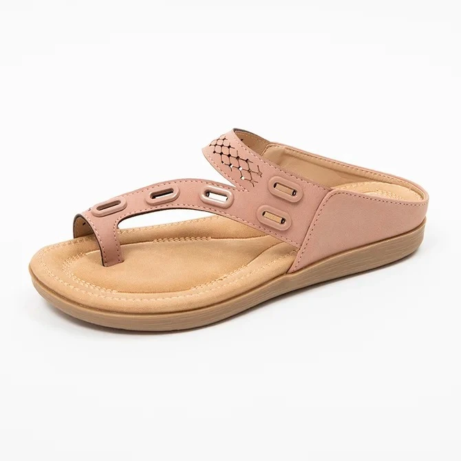 Leather and metal stitching flat casual women's shoes