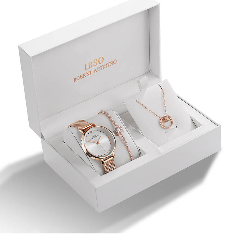 Mesh strap ladies watch set