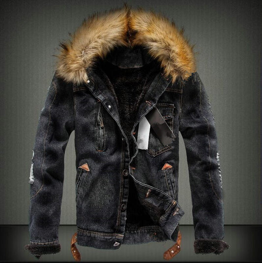Plus velvet thickening youth denim jacket