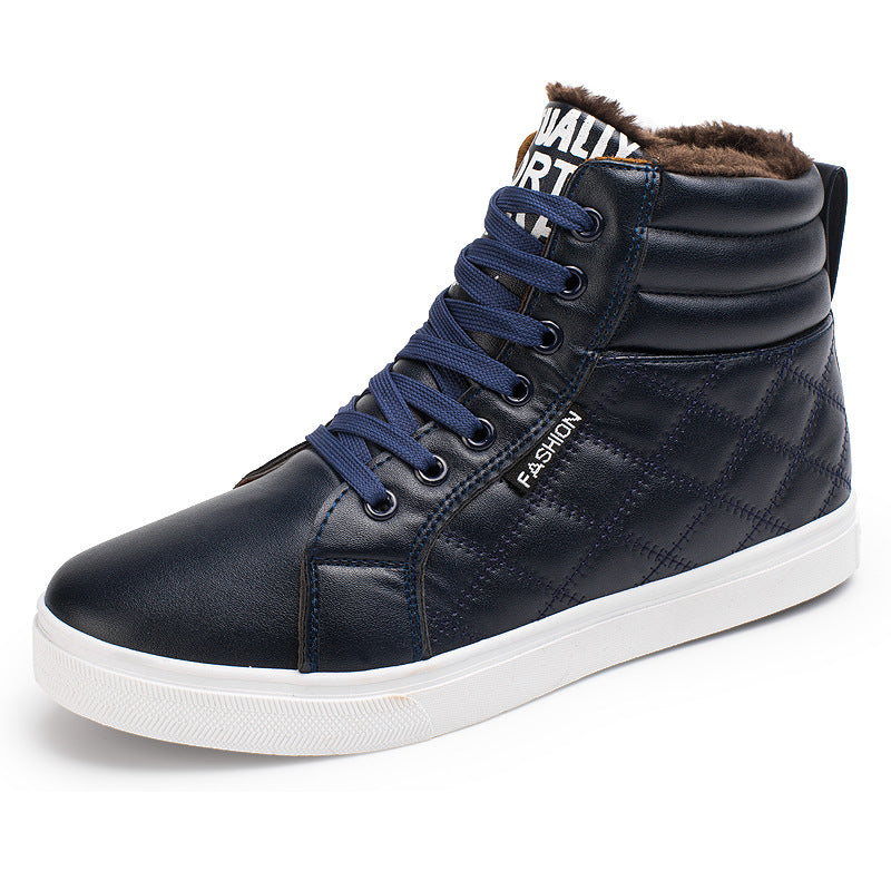 High-top Martin boots plus velvet warm cotton shoes flat with lace high-top men's shoes