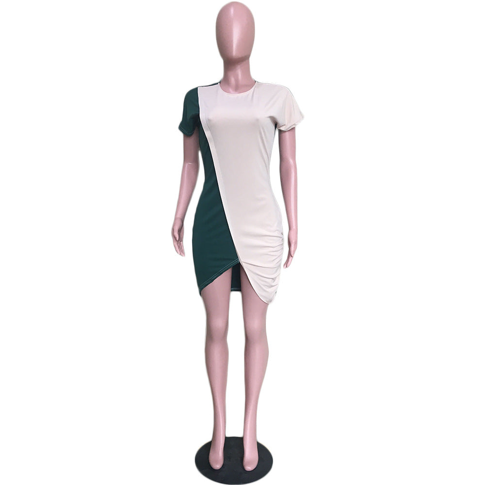 Women's Summer Contrast Color Split Dress