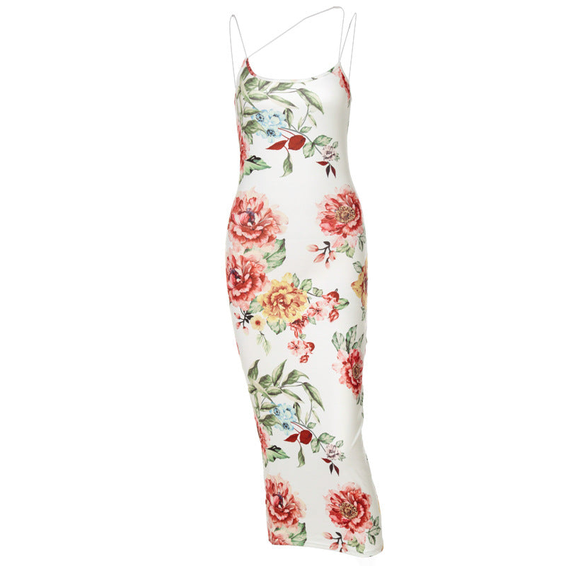 Women's Summer Print Sling Slim Dress