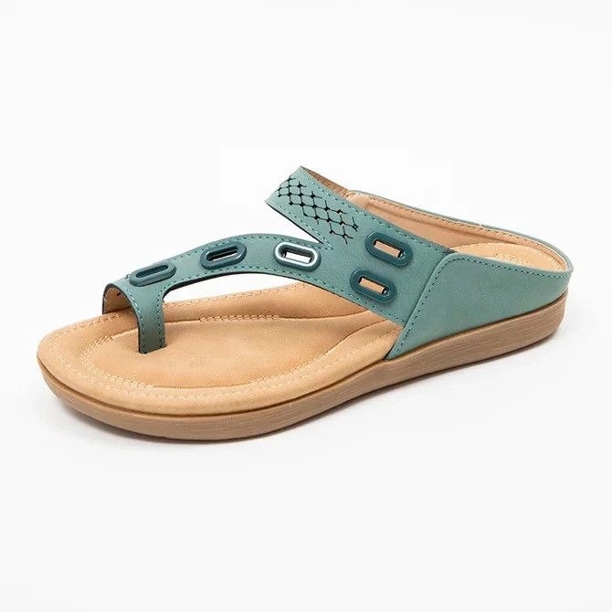 Leather and metal stitching flat casual women's shoes