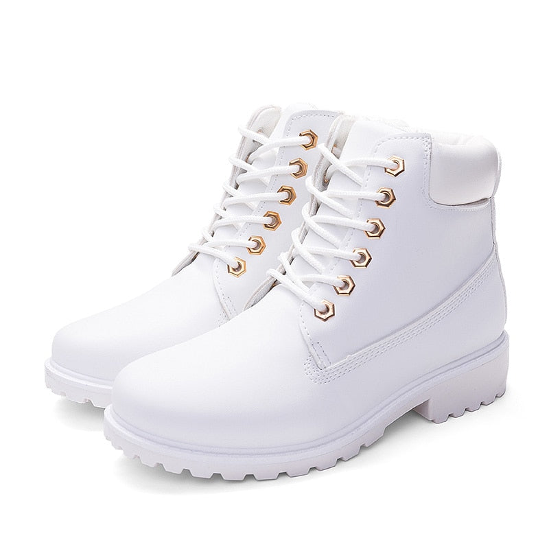Single boots female PU boots female flat bottom large size pink Martin boots female short boots