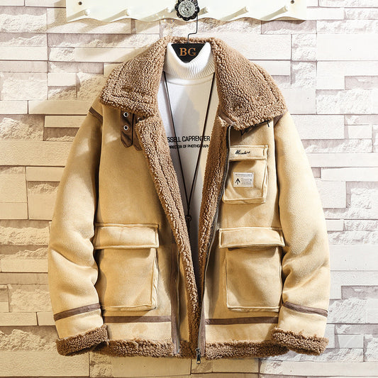 Fashion Lamb Wool Casual Men's Cotton Coat