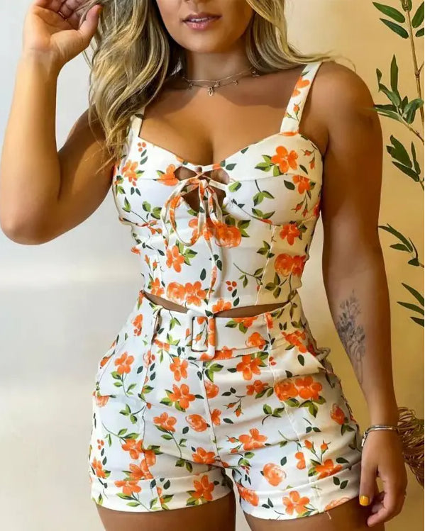 Women's European And American Flower Printed Suit