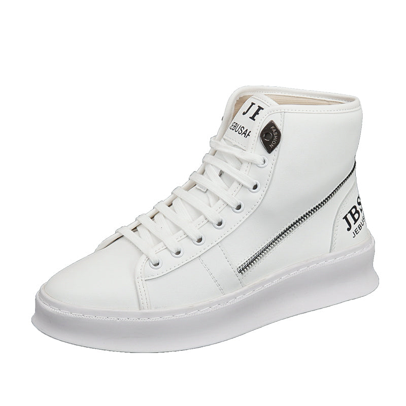 Men's White Boots Trendy Thick Bottom High Top