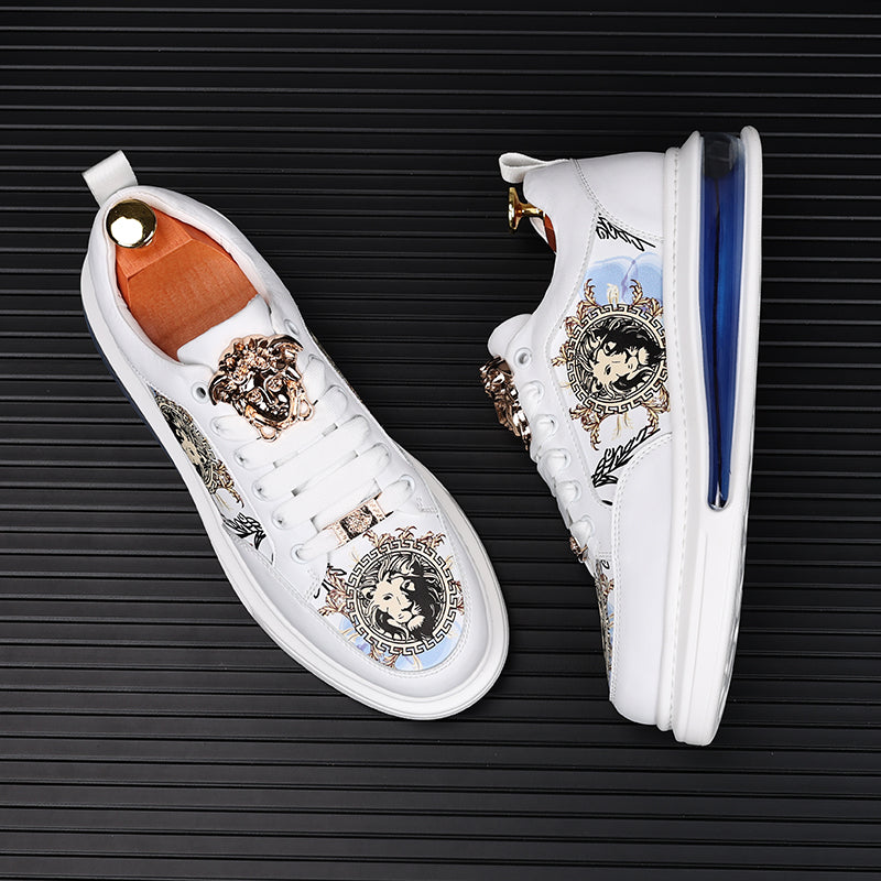 Men's Trendy White Shoes Thick Sole Inner Heightened Air Cushion