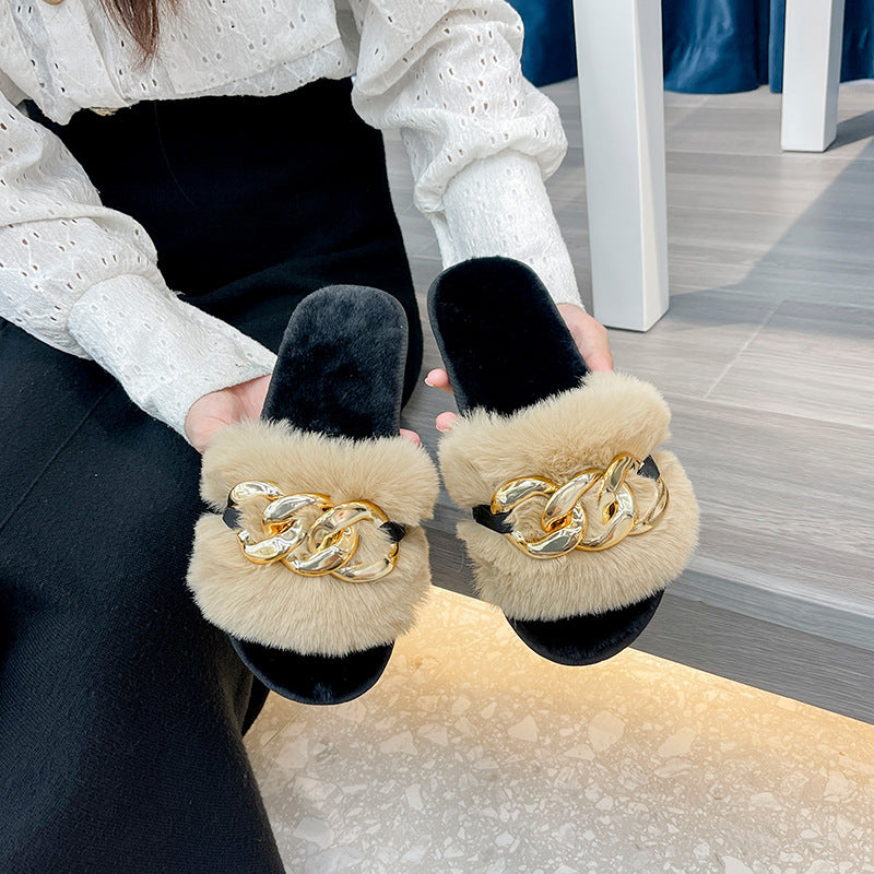 Women's Fashion All-match Non-slip New Style Plush Slippers