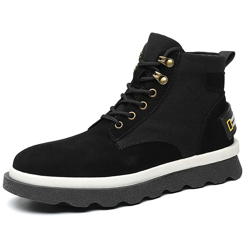 Leather Martin boots mid-high military boots autumn
