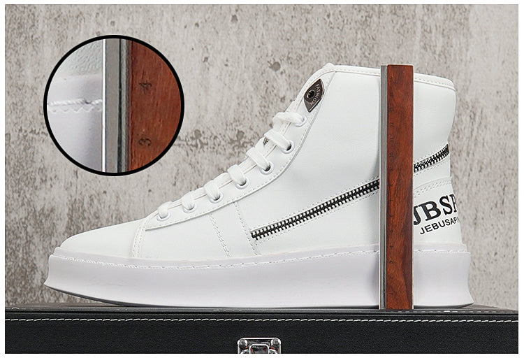 Men's White Boots Trendy Thick Bottom High Top