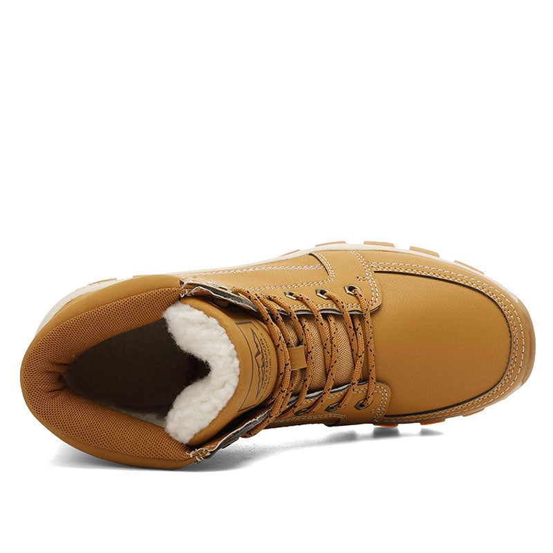 Men's cotton shoes outdoor shoes winter high top Plush warm mountaineering shoes wear resistant and antiskid hiking shoes