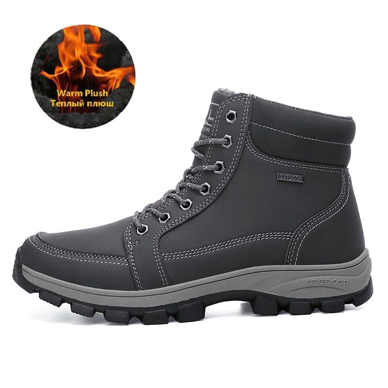 Men's cotton shoes outdoor shoes winter high top Plush warm mountaineering shoes wear resistant and antiskid hiking shoes