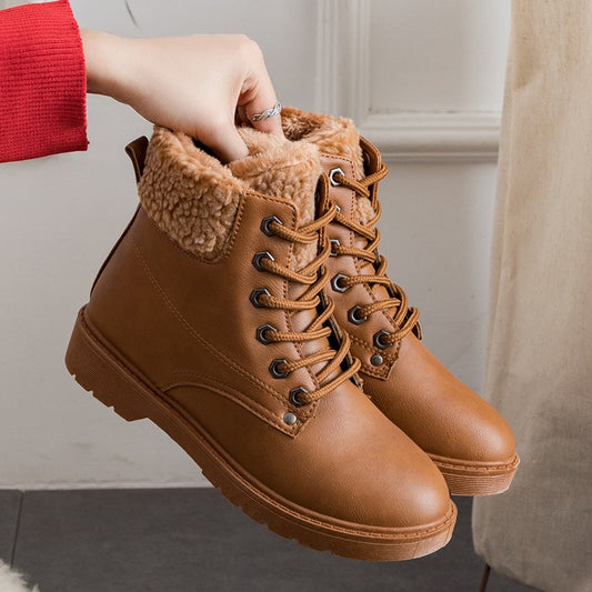 Thermal cotton shoes lace up snow boots