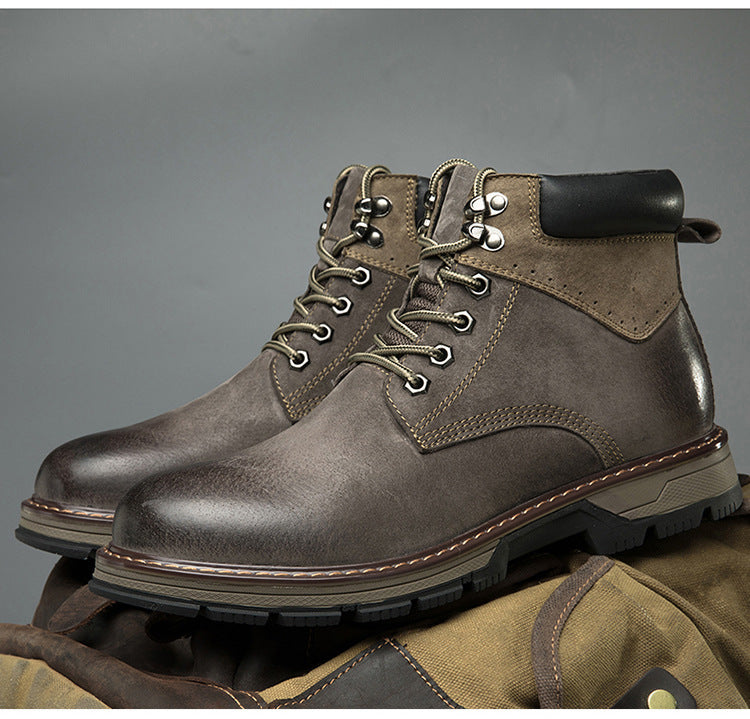 Winter Leather Martin Boots Men's Shoes High Top British