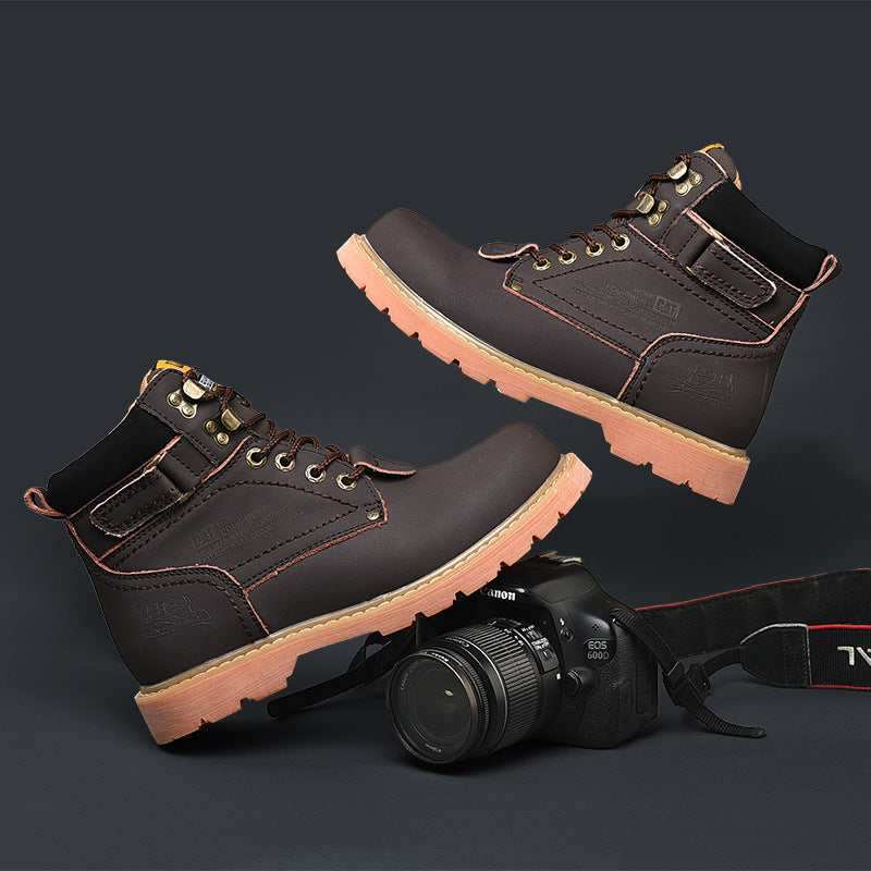 Men's British Style High-top Tooling Short Boots