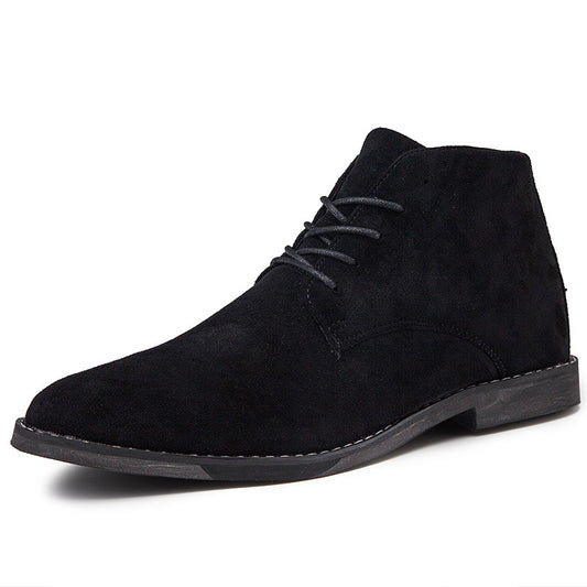 British Leather Boots Casual Boots High Top Martin Boots Suede Pointed