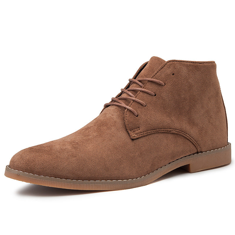 British Leather Boots Casual Boots High Top Martin Boots Suede Pointed