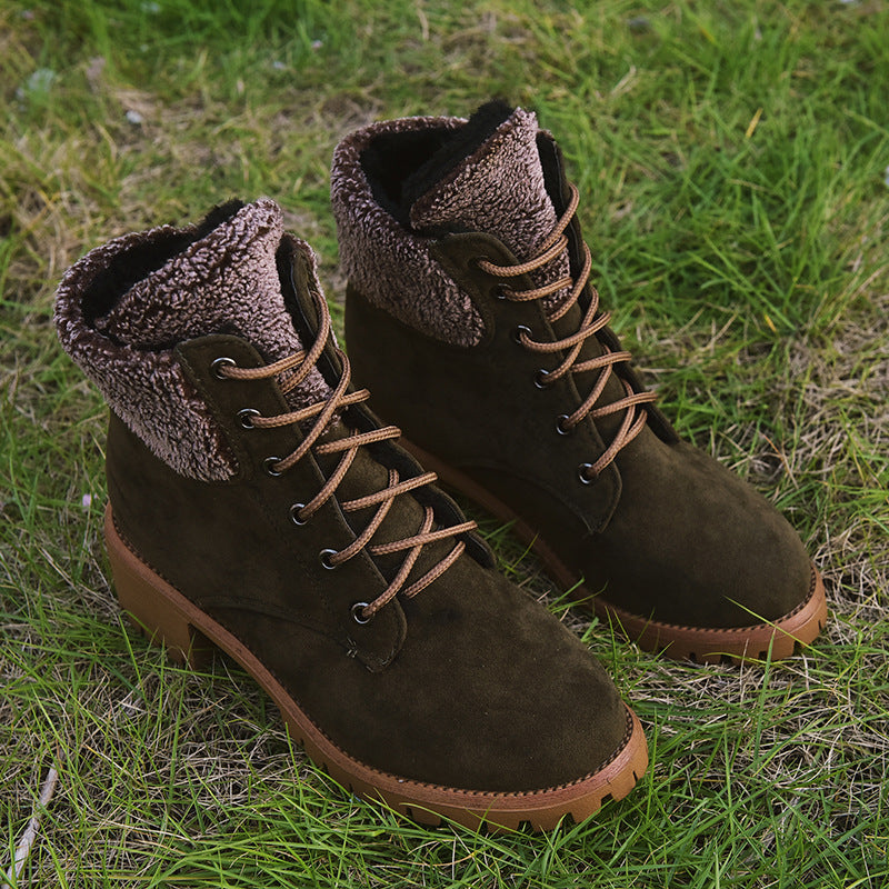 Lace-up thick cotton women's lace-up cotton shoes