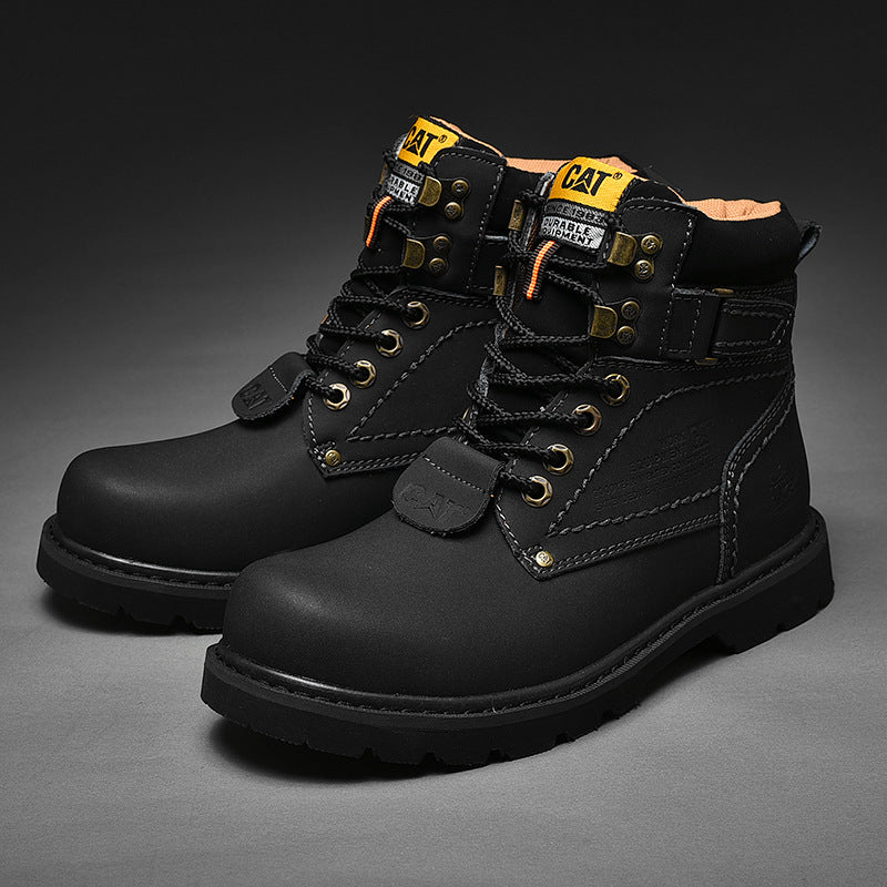 Men's British Style High-top Tooling Short Boots