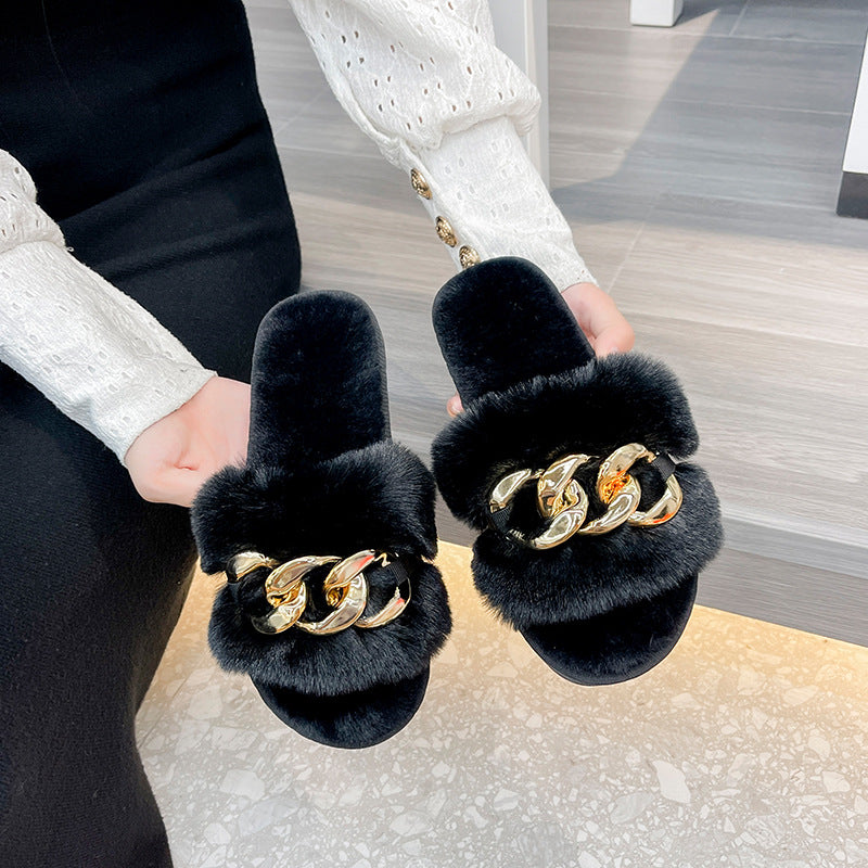 Women's Fashion All-match Non-slip New Style Plush Slippers