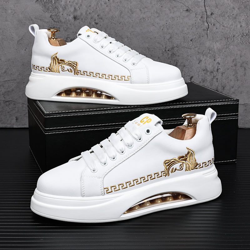 Men's Trendy White Shoes Thick Sole Inner Heightened Air Cushion