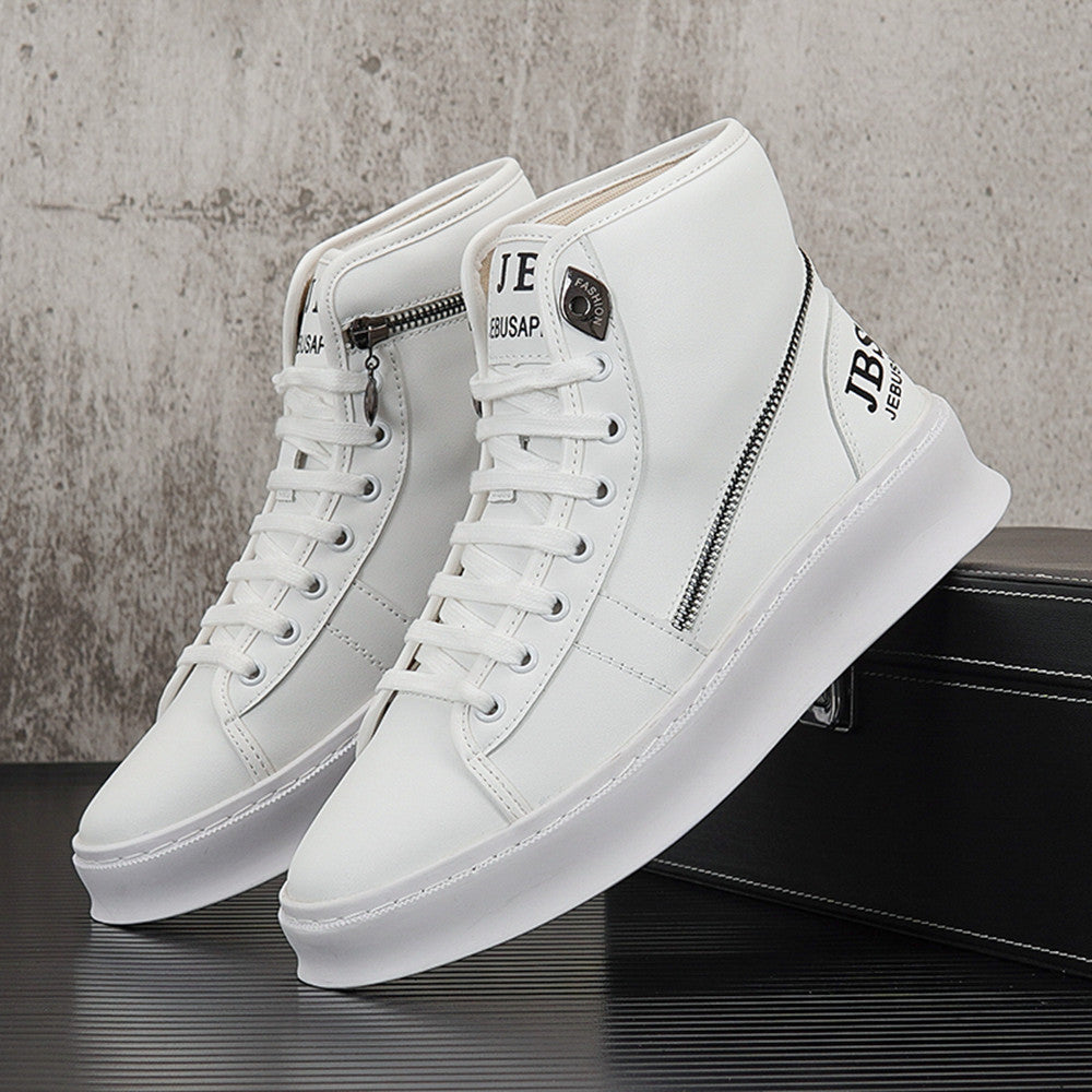 Men's White Boots Trendy Thick Bottom High Top