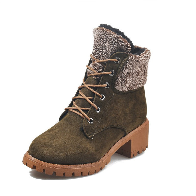 Lace-up thick cotton women's lace-up cotton shoes