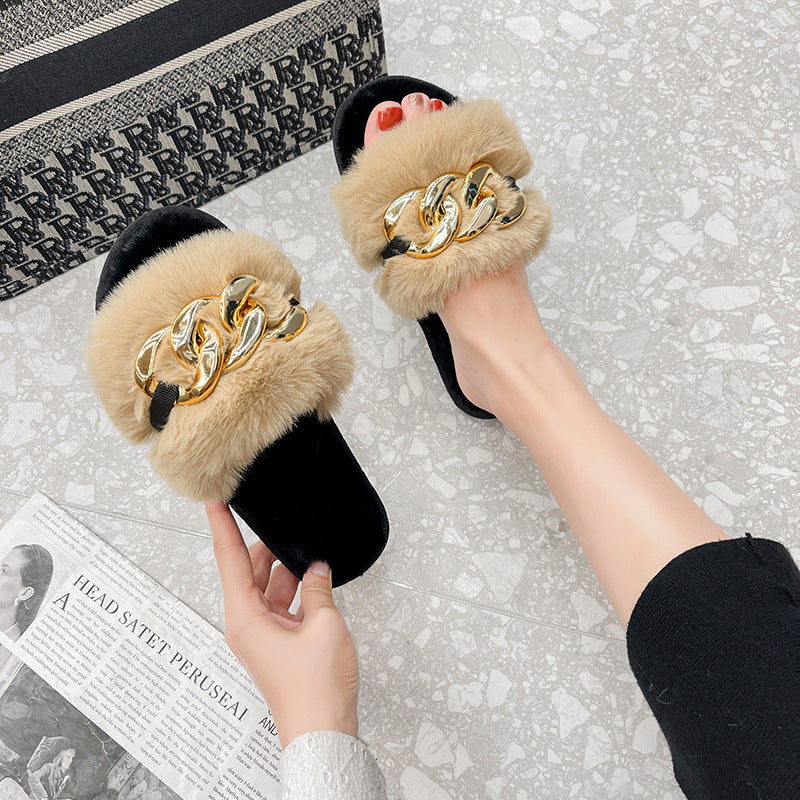 Women's Fashion All-match Non-slip New Style Plush Slippers