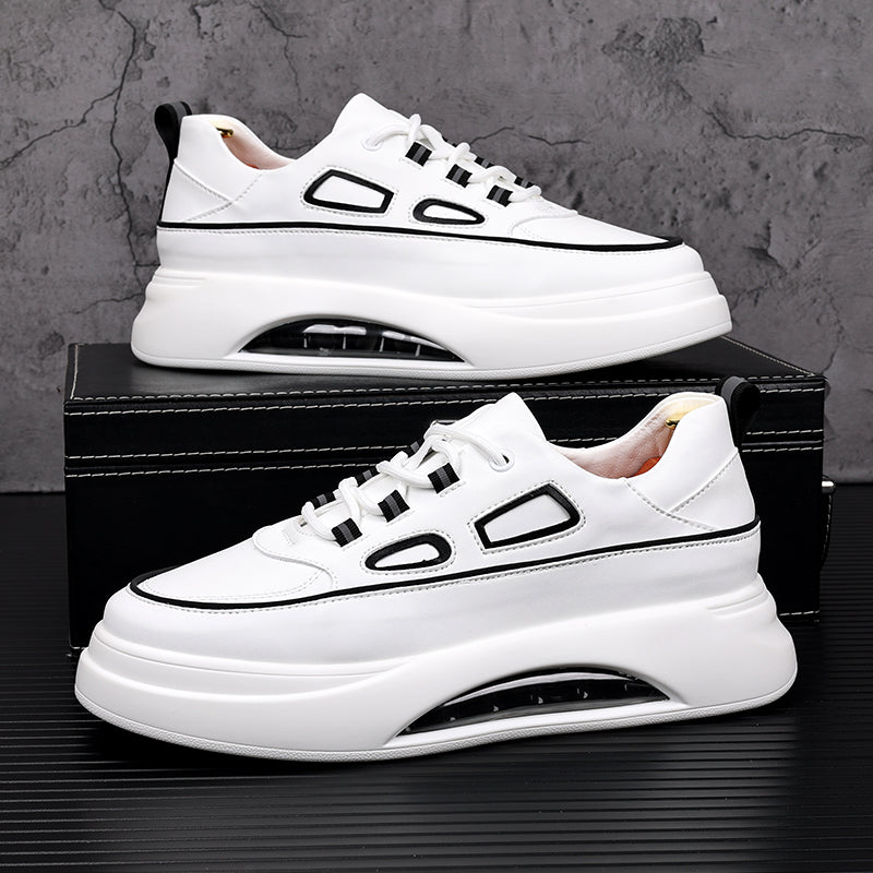 Men's Trendy White Shoes Thick Sole Inner Heightened Air Cushion
