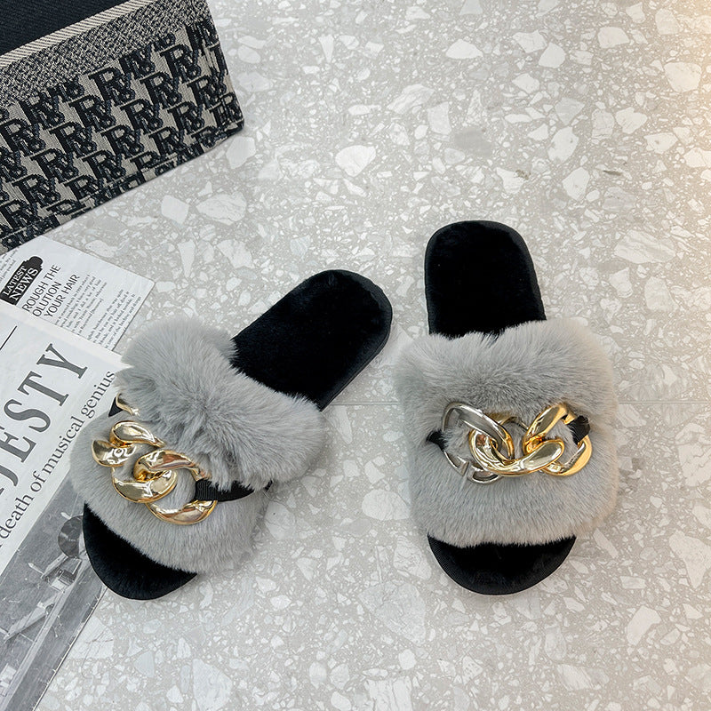 Women's Fashion All-match Non-slip New Style Plush Slippers
