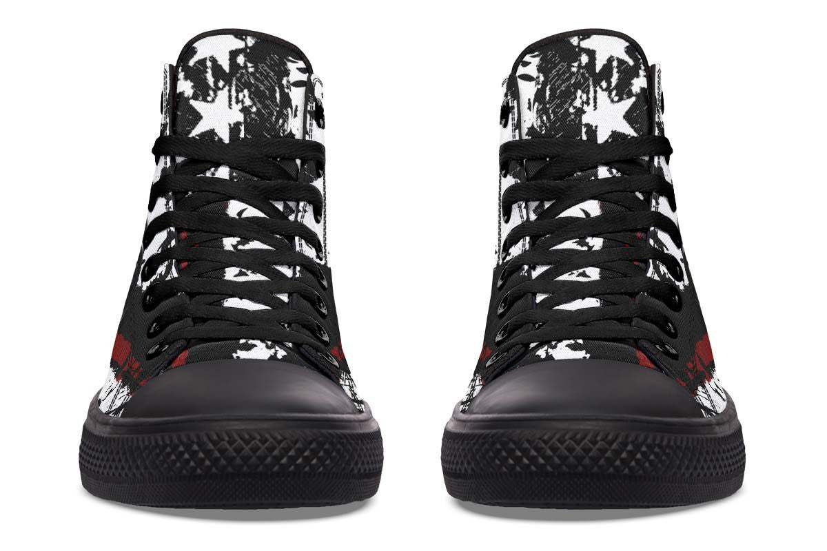 Men's And Women's Fashion Color Printing High-top Canvas Shoes