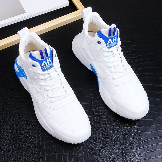 Men's White Blue Color Blocking High Top Casual Shoes