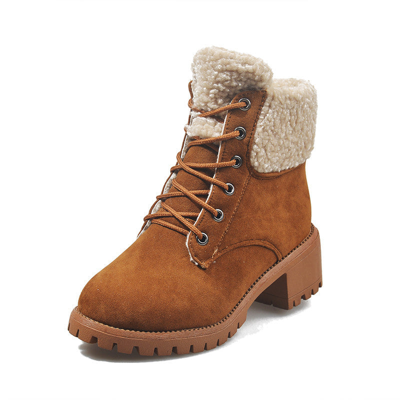Lace-up thick cotton women's lace-up cotton shoes