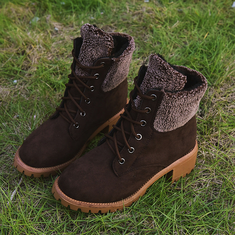 Lace-up thick cotton women's lace-up cotton shoes