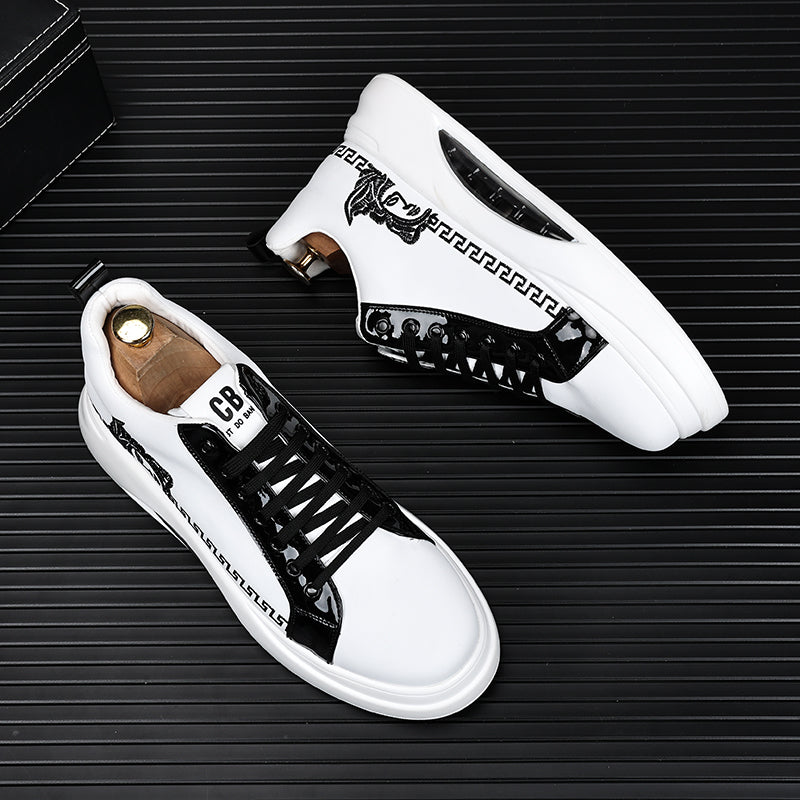 Men's Trendy White Shoes Thick Sole Inner Heightened Air Cushion