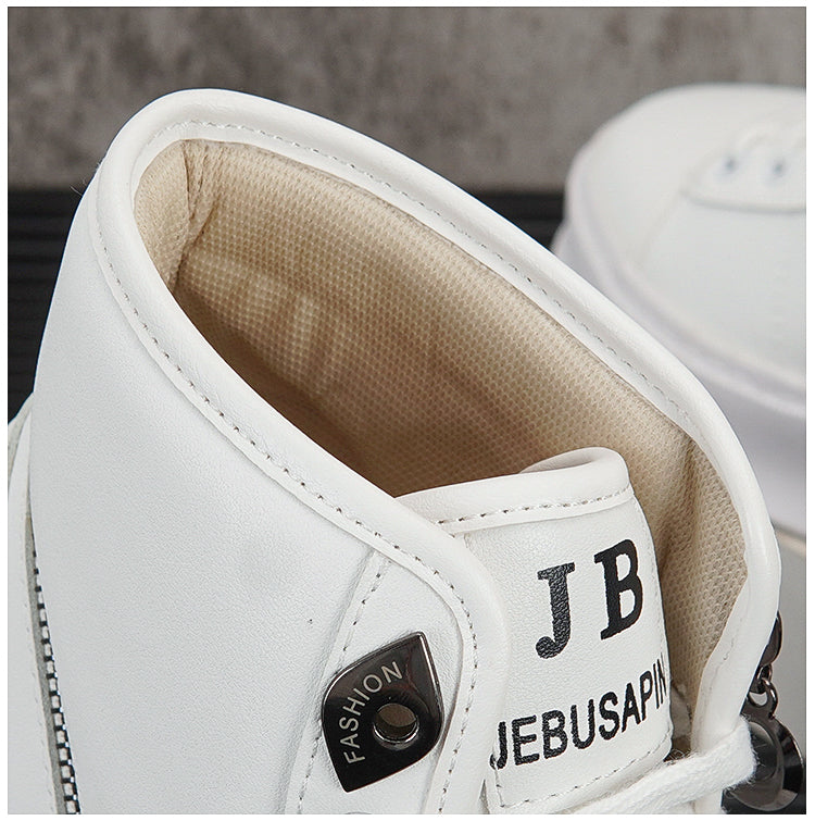 Men's White Boots Trendy Thick Bottom High Top