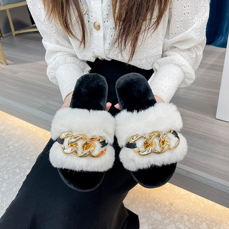 Women's Fashion All-match Non-slip New Style Plush Slippers